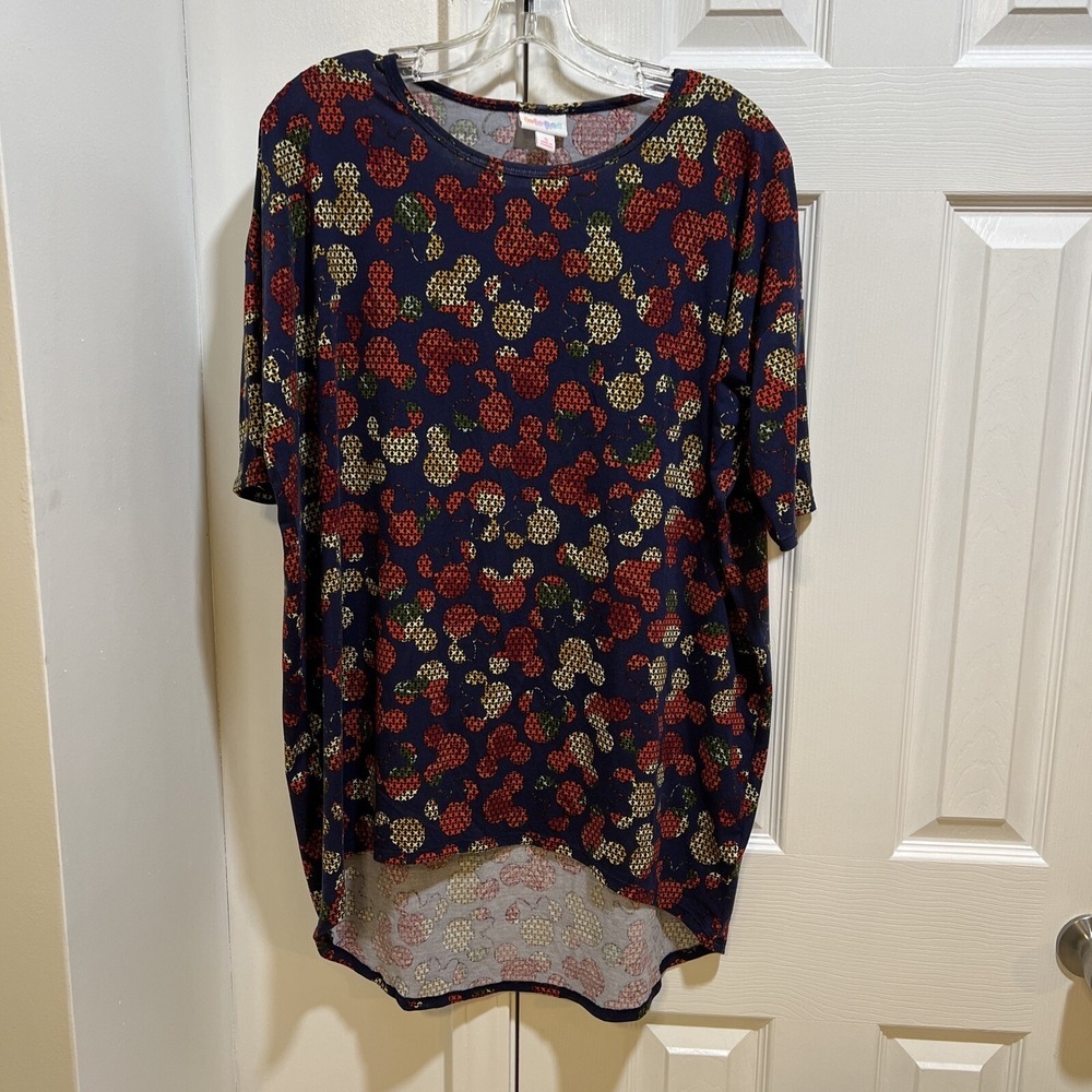 Lularoe Disney S Small Irma High Low Tunic‎ Shirt Navy W/ Red Green Cream Minnie